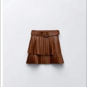 Faux Brown Leather Skirt